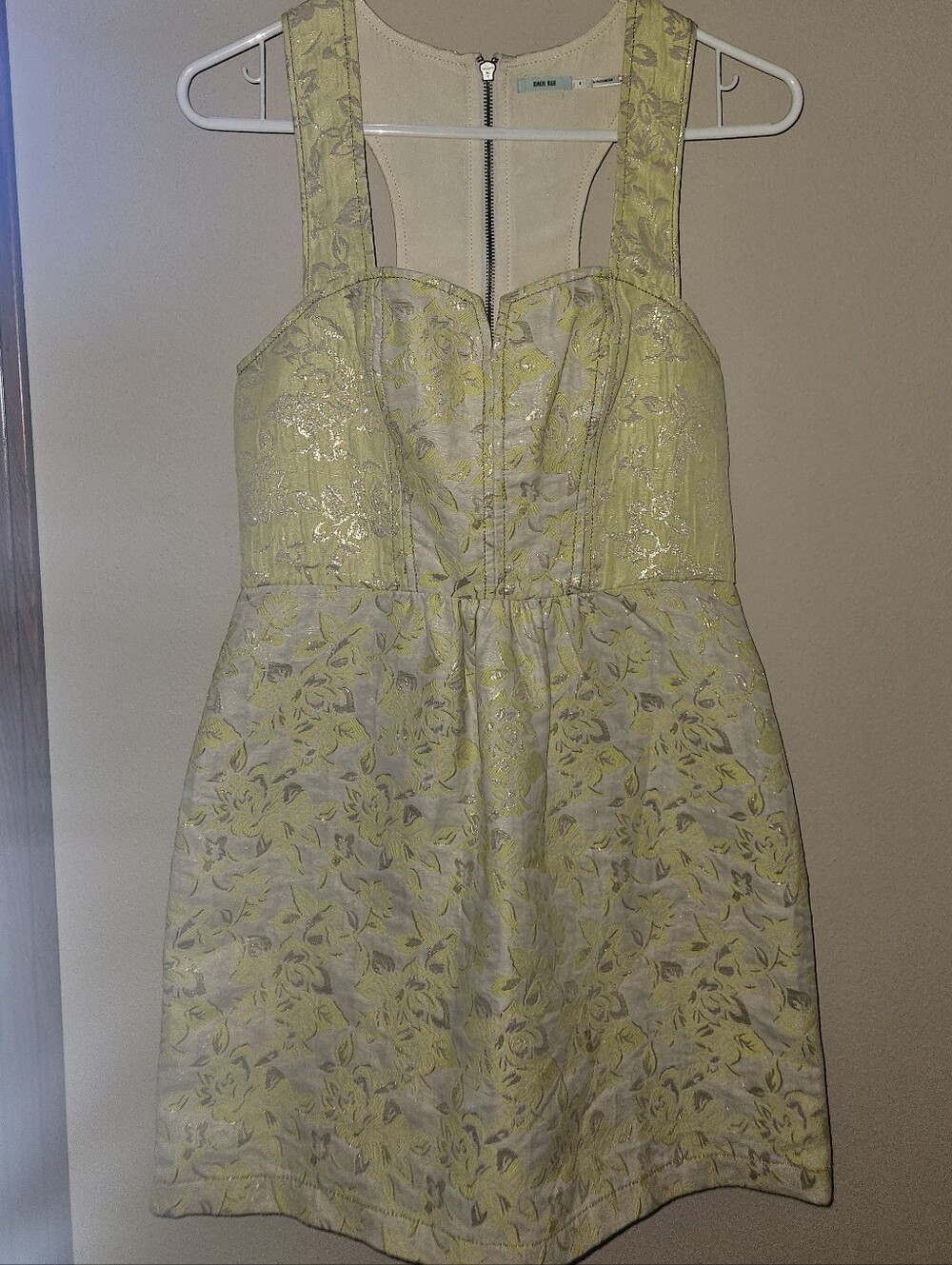 Kimchi Blue Yellow Floral Jacquard Mini Dress